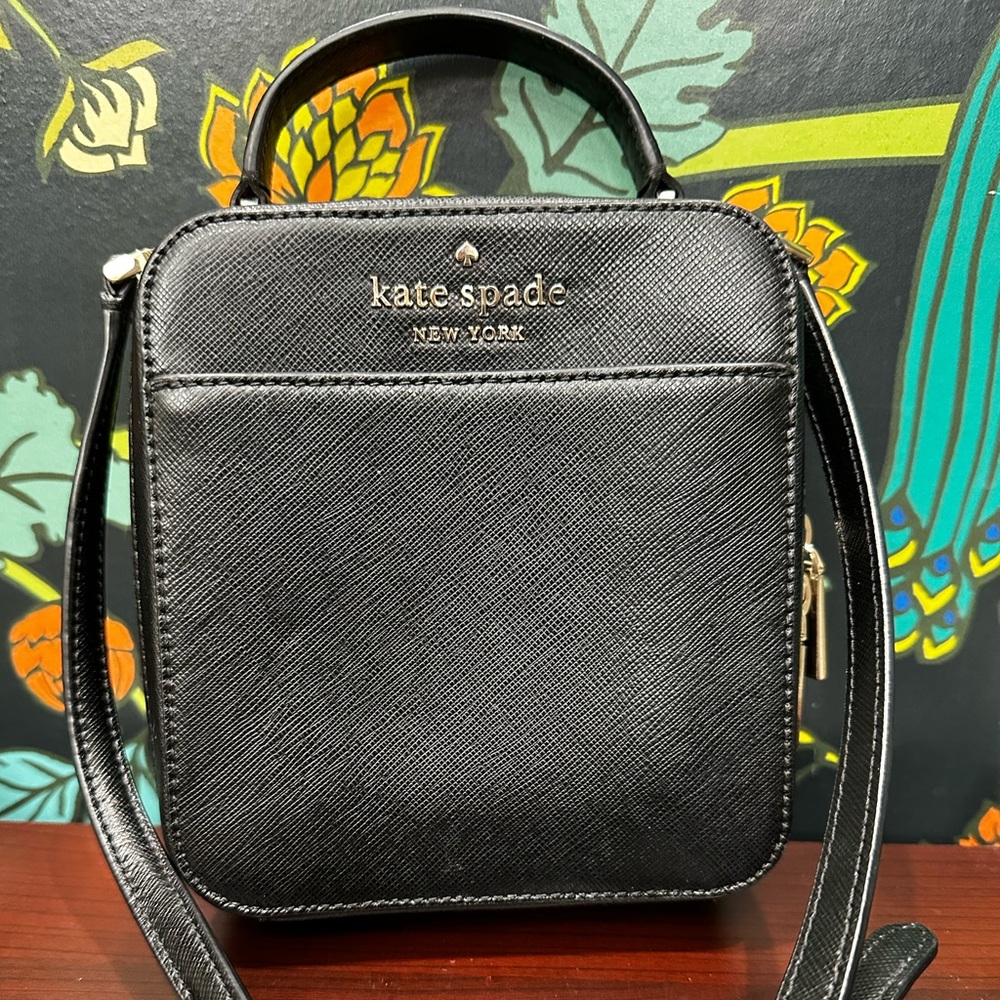 Kate Spade New York “Spencer” Black Saffiano Leather Dome Crossbody